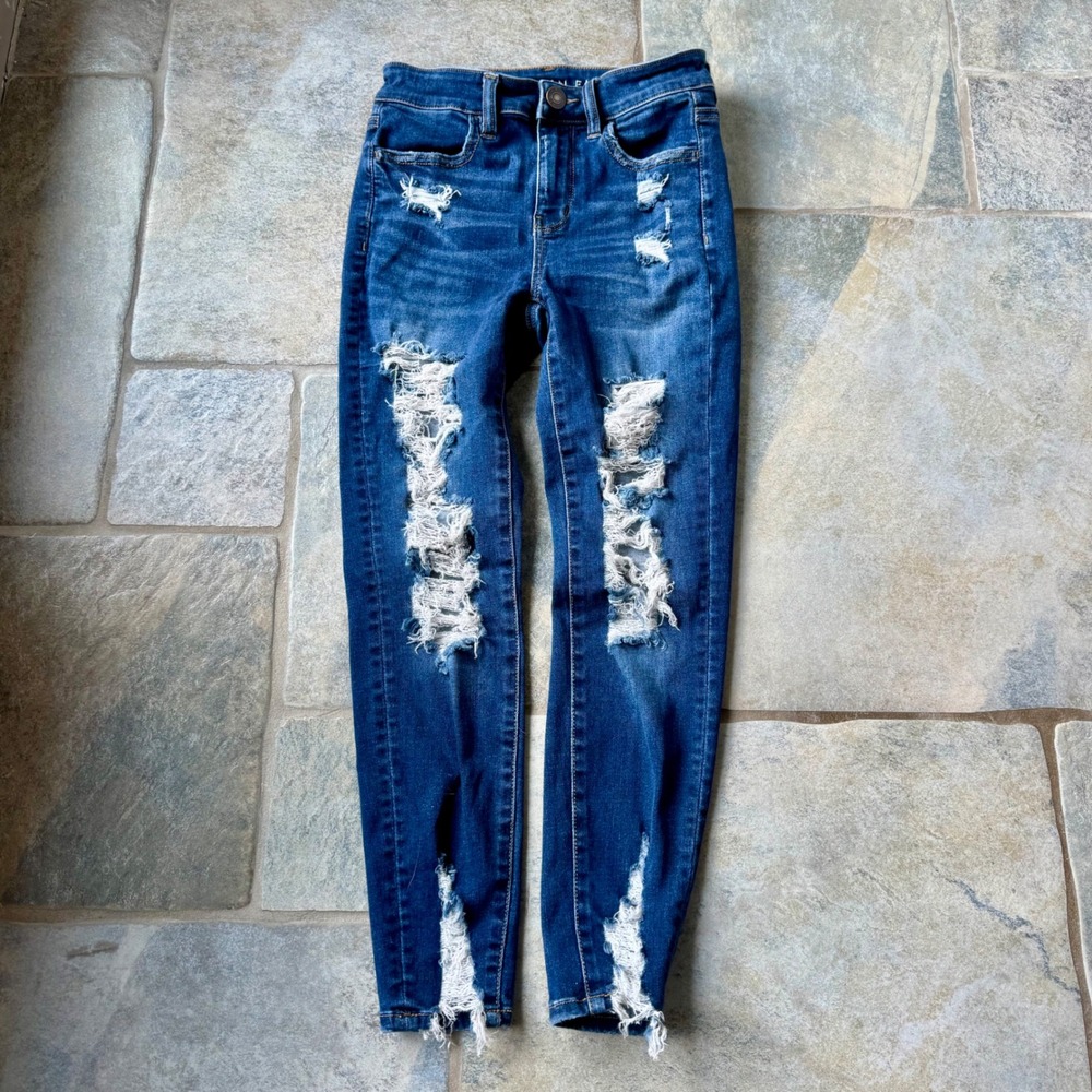 Y2K American Eagle Ne(x)t Level Stretch Super Distressed Jeans Size‎ 0